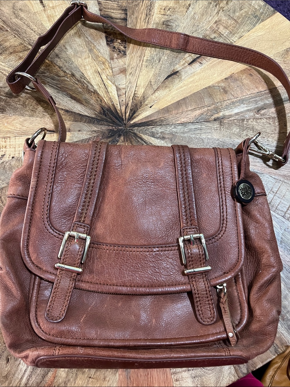 The Sak Leather Crossbody Messenger Bag in Brown